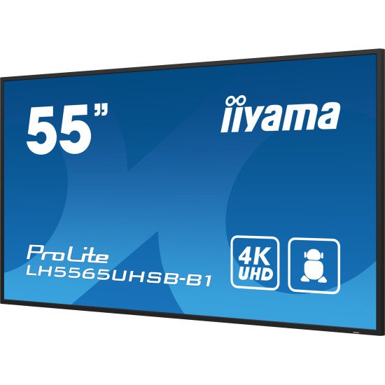 iiyama LH5565UHSB-B1 affichage de messages En forme de kiosk 138,7 cm (54.6") LED Wifi 800 cd/m² 4K Ultra HD Noir Intégré dans le processeur Android 11 24/7