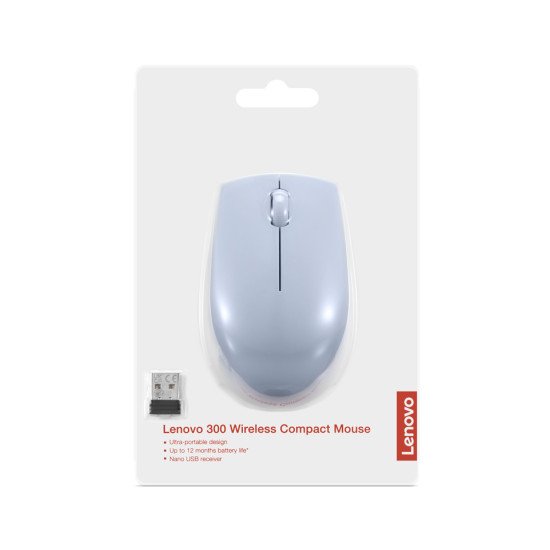 Lenovo 300 Wireless Compact Maus Kabellos Optisch Blau 3 Tasten 1000 dpi souris Bureau Ambidextre RF sans fil Optique