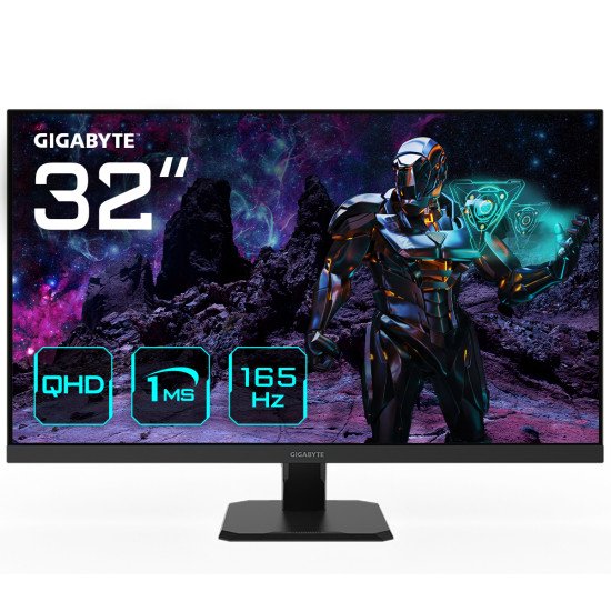 GIGABYTE GS32Q Moniteur de jeu 31,5" QHD - 2560 x 1440, 165Hz, 1ms, 300 cd/m², FreeSync Premium, HDR Ready, HDMI 2.0, DisplayPort 1.4