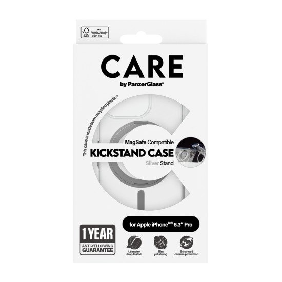 PanzerGlass CARE by PG SLV Kick/MagS iPhone16P 6.3 coque de protection pour téléphones portables Housse Transparent