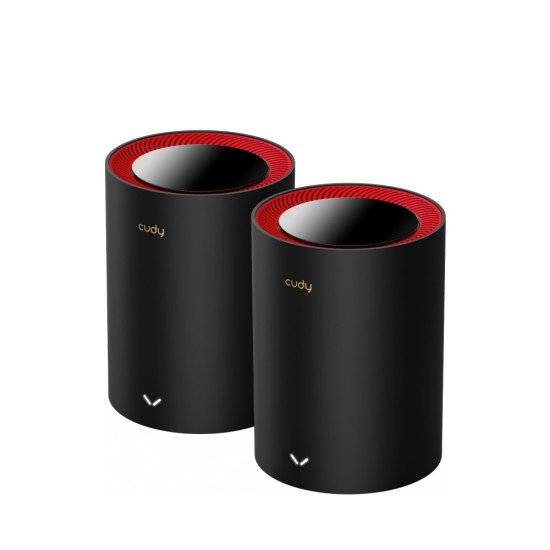 Cudy M3000 2-Pack Bi-bande (2,4 GHz / 5 GHz) Wi-Fi 6 (802.11ax) Noir, Rouge 1 Interne