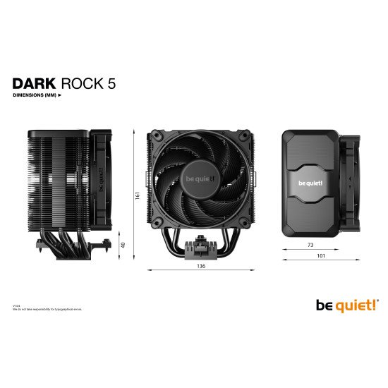 be quiet! DARK ROCK 5 Processeur Refroidisseur d'air 12 cm Noir 1 pièce(s)