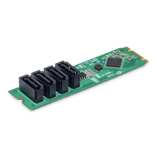 StarTech.com Carte Adaptateur M.2 vers SATA à 4 Ports, Carte Extension M.2 PCIe 3.0 vers HDD/SSD SATA, Chipset ASM1064, M.2 NVMe vers 4x HDD/SSD pour Windows/macOS/Linux