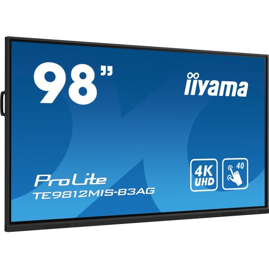 iiyama TE9812MIS-B3AG affichage de messages En forme de kiosk 2,49 m (98") LCD Wifi 400 cd/m² 4K Ultra HD Noir Écran tactile Intégré dans le processeur Android 11 24/7