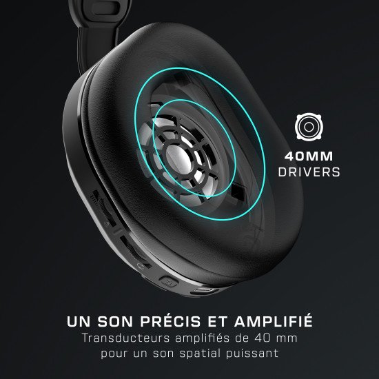 Turtle Beach Casque gaming amplifié sans fil Stealth 500 officiel pour PS5, PS4, PC, Nintendo Switch et mobile - 40 heures de batterie, Bluetooth, coussinets en mousse à mémoire de forme, microphone désactivable par basculement et préréglages d'égalisatio