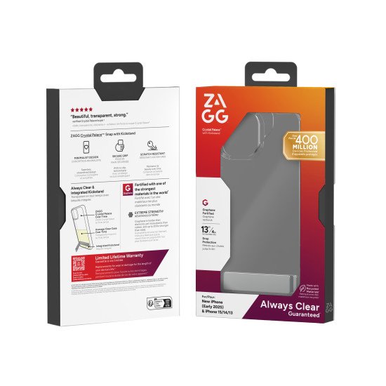 ZAGG Crystal Palace Kickstand coque de protection pour téléphones portables 15,5 cm (6.1") Housse Transparent