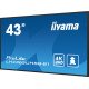 iiyama LH4365UHSB-B1 affichage de messages En forme de kiosk 108 cm (42.5") LED Wifi 800 cd/m² 4K Ultra HD Noir Intégré dans le processeur Android 11 24/7