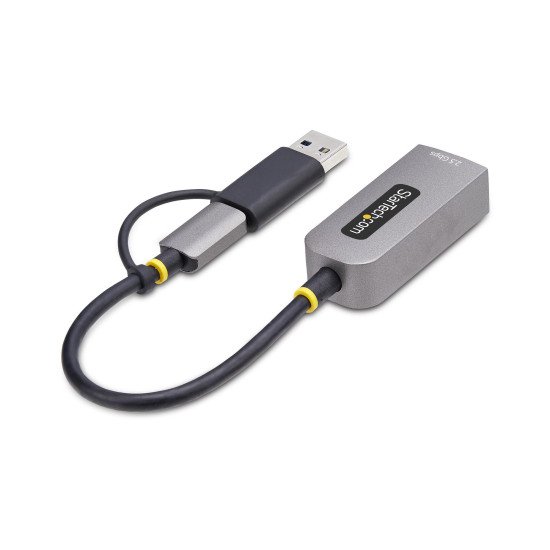 StarTech.com Adaptateur 2.5GbE USB-C vers Ethernet avec Convertisseur USB-A, NBASE-T NIC, USB 3.0 Type-C 2.5/1G Réseau Multi Speed, Compatible Thunderbolt, Windows & Mac