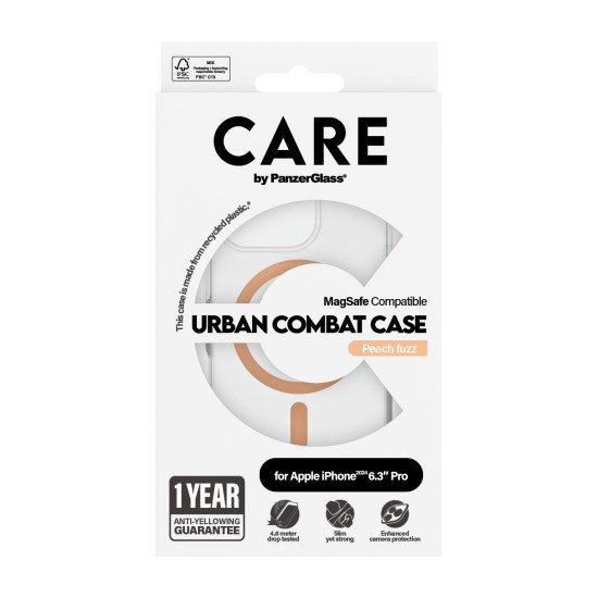 PanzerGlass CARE by PG Peachy MagS iPhone16 6.3 Pro coque de protection pour téléphones portables Housse Transparent