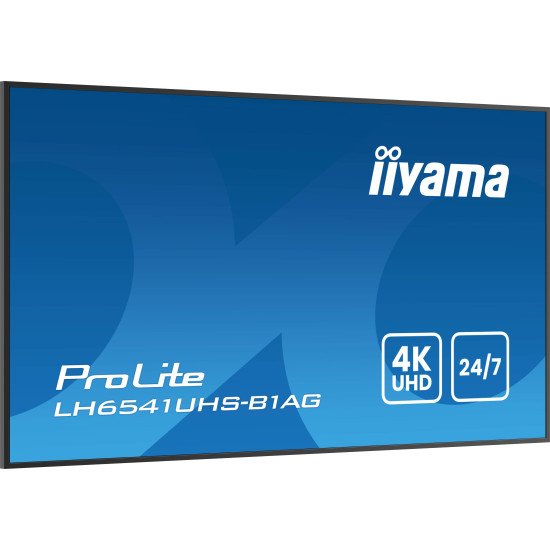 iiyama LH6541UHS-B1AG affichage de messages 163,8 cm (64.5") LCD 500 cd/m² 4K Ultra HD Noir 24/7