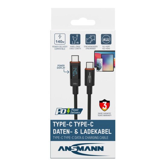 Ansmann 1700-0176 câble USB USB 2.0 1,2 m USB C Anthracite