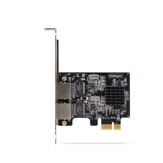 StarTech.com Carte Réseau PCIe Gigabit à 2 Ports, Carte NIC PCI Express 10/100/1000Mbps, Double Realtek RTL8111H, Fonctionne avec Windows et Linux, Conforme TAA