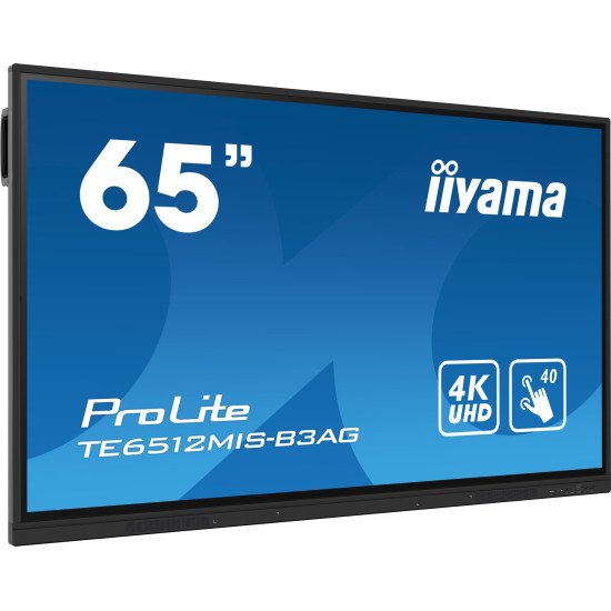 iiyama TE6512MIS-B3AG affichage de messages En forme de kiosk 165,1 cm (65") LCD Wifi 400 cd/m² 4K Ultra HD Noir Écran tactile Intégré dans le processeur Android 11 24/7