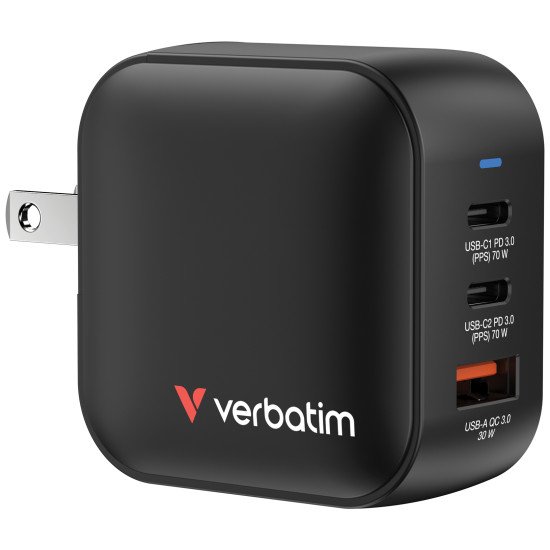 Verbatim Mini GaN Charger 70W Universel Noir Secteur Charge rapide Intérieure