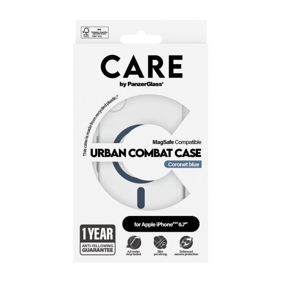 PanzerGlass CARE by PG Blue MagSafe iPhone16 6.7 coque de protection pour téléphones portables Housse Transparent