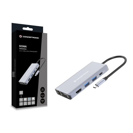 Conceptronic DONN20G Avec fil USB 3.2 Gen 1 (3.1 Gen 1) Type-C Gris