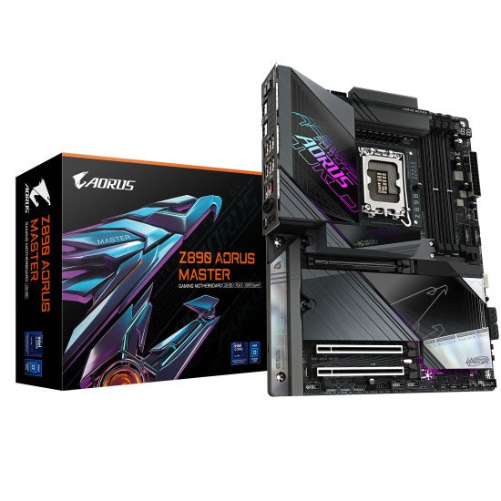 GIGABYTE Carte mère Z890 AORUS MASTER - Prend en charge les processeurs Intel Core Ultra (Série 2), VRM à 18+1+2 phases, jusqu'à 9500MHz DDR5 (OC), 2xPCIe 5.0 + 3xPCIe 4.0, Wi-Fi 7, LAN 10GbE, Thunderbolt 4