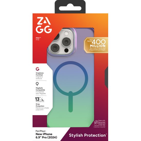 ZAGG Milan Snap coque de protection pour téléphones portables 17,5 cm (6.9") Housse Vert, Violet