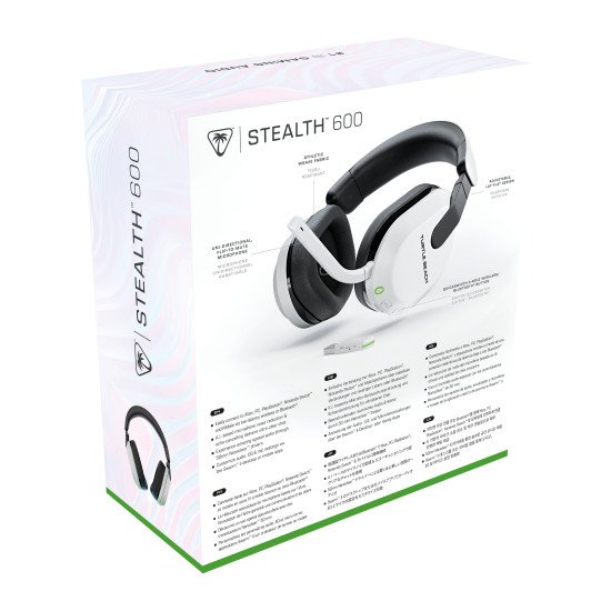 Turtle Beach Casque gaming amplifié multiplateforme sans fil Stealth 600 pour Xbox Series X|S, Xbox One, PC, Nintendo Switch et mobile - Bluetooth, 80 heures de batterie et microphone antibruit – Blanc