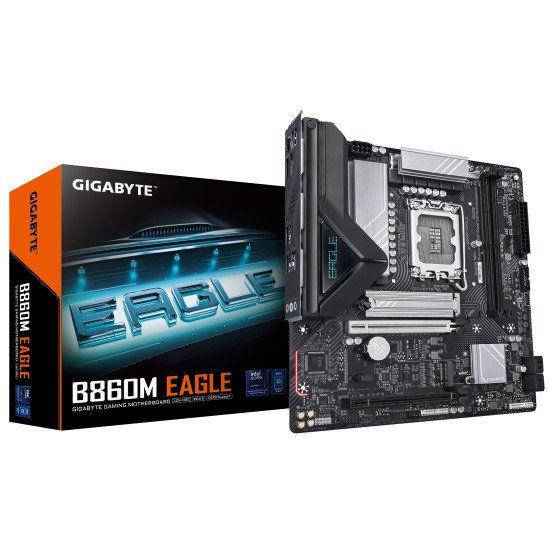 GIGABYTE B860M EAGLE Carte mère - Processeurs Intel Core Ultra, VRM 6+1+2+1 phases, jusqu'à 9066MHz DDR5, 1xPCIe 5.0 + 1xPCIe 4.0 M.2, LAN 2,5 GbE, USB 3.2 Gen 1