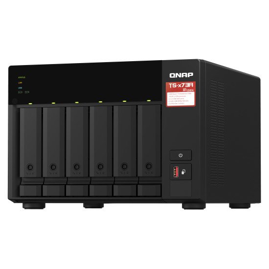 QNAP TS-673A NAS Tower AMD Ryzen V1500B 8 Go DDR4 36 To HDD QNAP Turbo System Anthracite