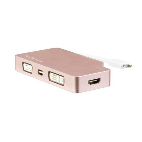 StarTech.com Adaptateur multiport USB-C - Or rose - 4-en-1 USB-C vers VGA, DVI, HDMI, ou Mini DisplayPort