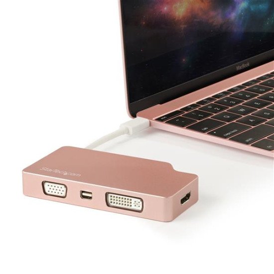 StarTech.com Adaptateur multiport USB-C - Or rose - 4-en-1 USB-C vers VGA, DVI, HDMI, ou Mini DisplayPort