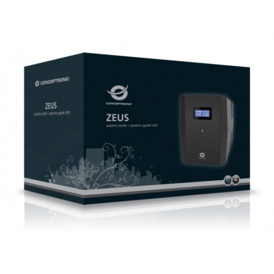 Conceptronic ZEUS03E UPS Interactivité de ligne 1,2 kVA 720 W 6 sortie(s) CA