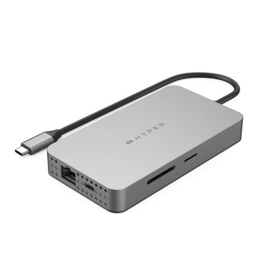 HYPER Dual 4K HDMI 10-in-1 USB-C Hub For M1/M2 MacBooks USB Type-C 104 Mbit/s Argent