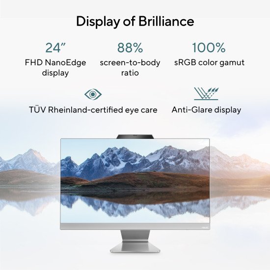 ASUS M3402WFAK-BPC001W AMD Ryzen™ 5 7520U 60,5 cm (23.8") 1920 x 1080 pixels PC All-in-One 16 Go LPDDR5-SDRAM 512 Go SSD Windows 11 Home Wi-Fi 6 (802.11ax) Noir