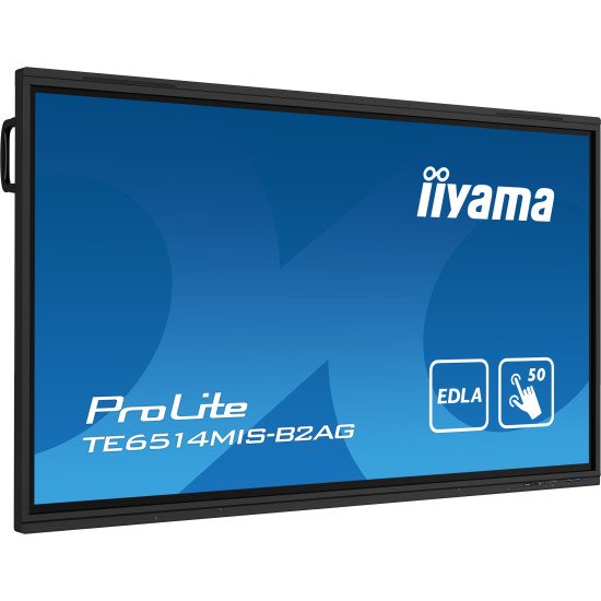 iiyama PROLITE TE6514MIS-B2AG Écran plat de signalisation numérique 165,1 cm (65") LCD Wifi 435 cd/m² 4K Ultra HD Noir Écran tactile Intégré dans le processeur Android 24/7