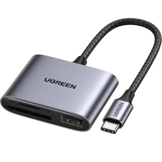 Ugreen 80798 lecteur de carte mémoire USB 3.2 Gen 1 (3.1 Gen 1) Type-C Gris