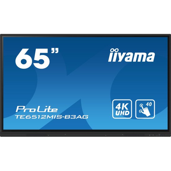 iiyama TE6512MIS-B3AG affichage de messages En forme de kiosk 165,1 cm (65") LCD Wifi 400 cd/m² 4K Ultra HD Noir Écran tactile Intégré dans le processeur Android 11 24/7