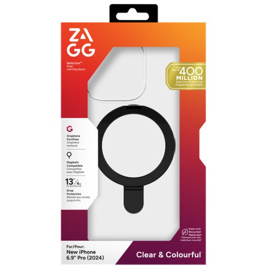 ZAGG Santa Cruz Snap coque de protection pour téléphones portables 17,5 cm (6.9") Housse Noir, Transparent