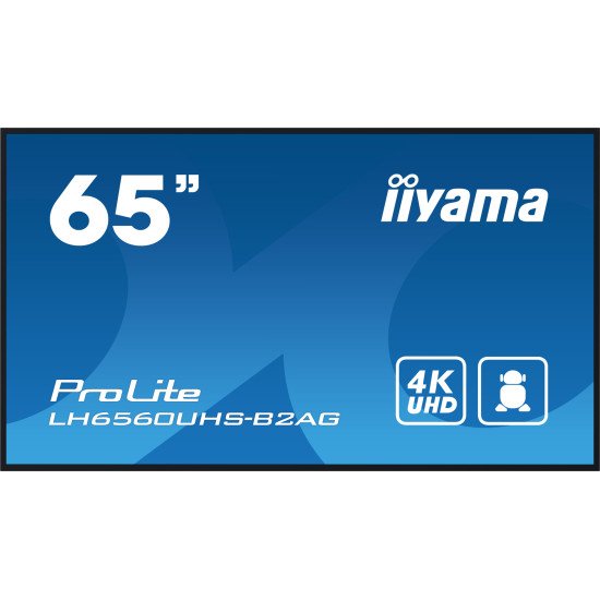 iiyama LH6560UHS-B2AG affichage de messages Carte A numérique 165,1 cm (65") LED Wifi 500 cd/m² 4K Ultra HD Noir Intégré dans le processeur Android 11 24/7