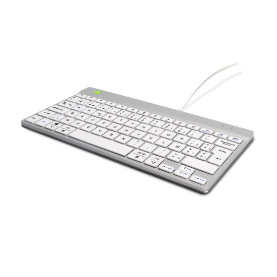 R-Go Tools Clavier ergonomique R-Go Compact Break, clavier compact avec logiciel de pause, AZERTY (BE), filaire, blanc