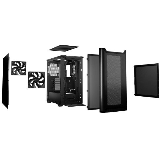 be quiet! Pure Base 501 Noir | Boîtier PC , Mini ATX / Micro ATX / ATX, 2 ventilateurs Pure Wings 3 140 mm PWM