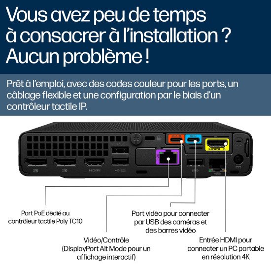 POLY Kit de base Studio G9 Plus pour Mini-PC IP HP Microsoft Teams avec TC10