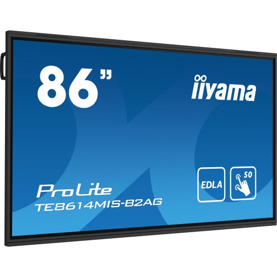 iiyama PROLITE TE8614MIS-B2AG Écran plat de signalisation numérique 2,18 m (86") LCD Wifi 435 cd/m² 4K Ultra HD Noir Écran tactile Intégré dans le processeur Android 24/7