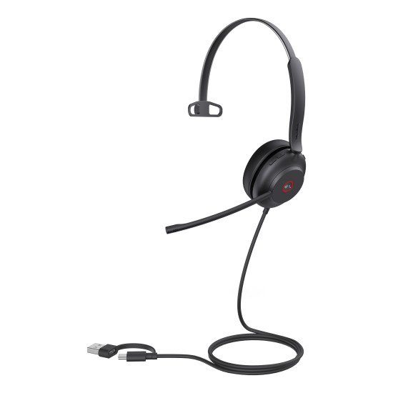 Yealink UH37 Mono Teams Casque Avec fil Arceau Bureau/Centre d'appels USB Type-C / USB Type-A Noir