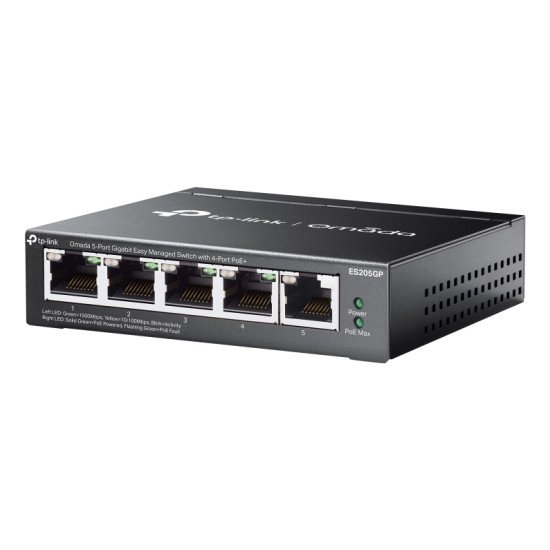 TP-Link Omada ES205G Géré Gigabit Ethernet (10/100/1000) Connexion Ethernet POE Noir