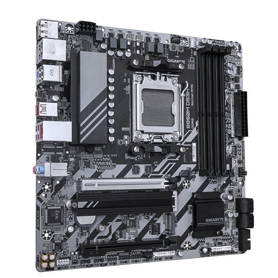 GIGABYTE B850M DS3H Carte Mère - Processeurs AMD Ryzen Série 9000, 16+2+2 phases VRM numériques, jusqu'à 8200MHz DDR5 (OC), 1xPCIe 5.0 + 1xPCIe 4.0 M.2, LAN 2.5, USB 3.2 Gen 2