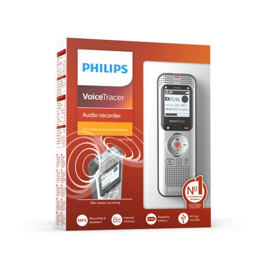 Philips Voice Tracer DVT2050/00 dictaphone Carte flash Argent