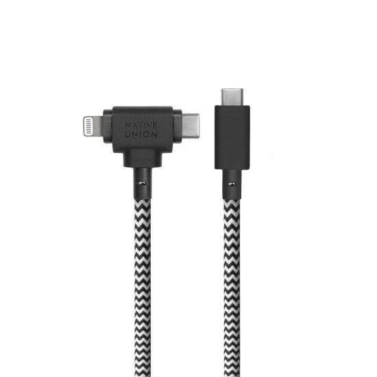 Native Union Belt Cable Duo câble USB 1,5 m USB C USB C/Lightning Noir, Blanc