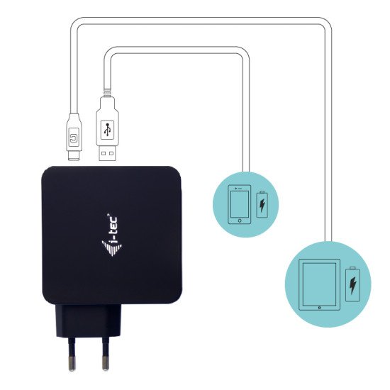 i-tec USB-C CHARGER 60W + USB-A Port 12W