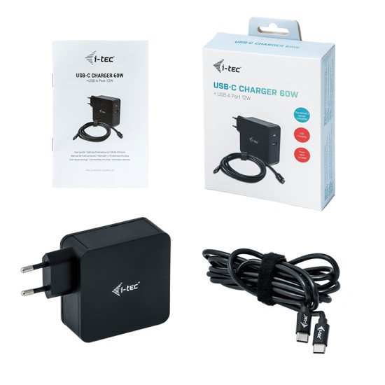 i-tec USB-C CHARGER 60W + USB-A Port 12W