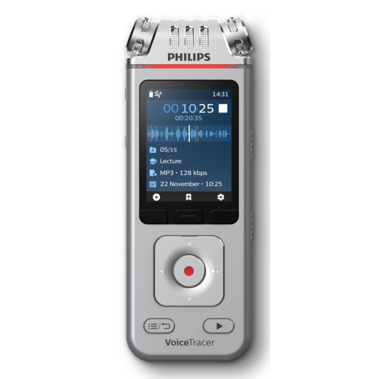 Philips DVT4115 Digital Voice Tracer Carte flash Chrome, Argent