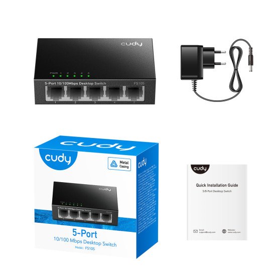 Cudy FS105 commutateur réseau Non-géré Fast Ethernet (10/100) Noir