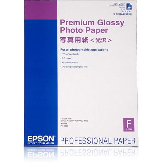 Epson Pap Photo Premium Glacé 255g 25f. A2 (0,420x0,594m)