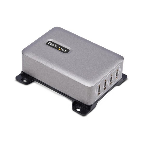 StarTech.com Chargeur USB-C Multi-Appareils à 4 Ports, 240 W au Total, Port Unique 140 W EPR, PD 3.1, Ports de Verrouillage à Vis, Salles de Réunion, Support Inclus pour le Montage en Surface